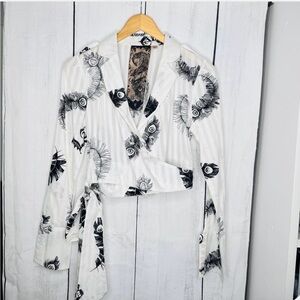 Chic Monochrome Wrap Blouse